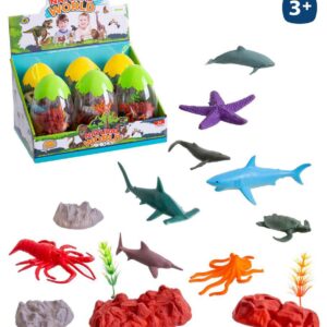 S/15 ANIMAL MARINO PVC 8,20 CM SURTIDO PRESENTADO EN HUEVO - CAJA EXPOSITORA 6 UNIDADES