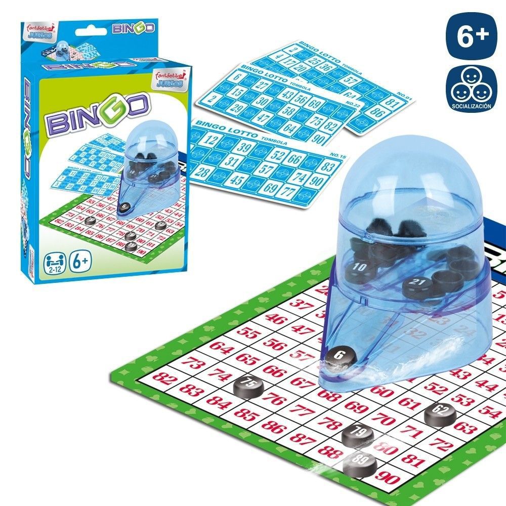 BINGO MANUAL INCLUYE 12 CARTONES -90 BOLAS Y UN PANEL CONTROL - CAJA IMPRESA 15,5 X 25 CM
