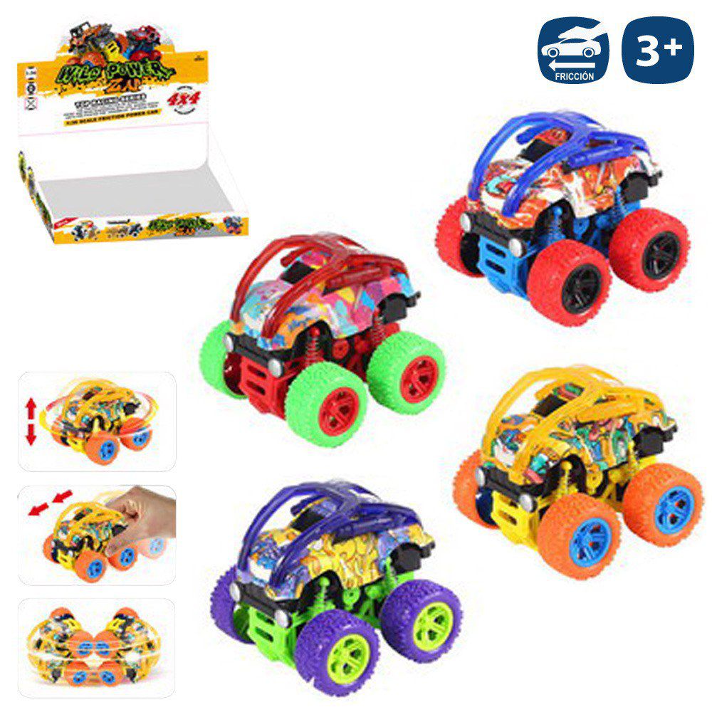 COCHE 4X4 MEGAFRICCIÓN 4/C 9 X 9 X 8,50 CM CAJA EXPOSITORA 12 UNIDADES