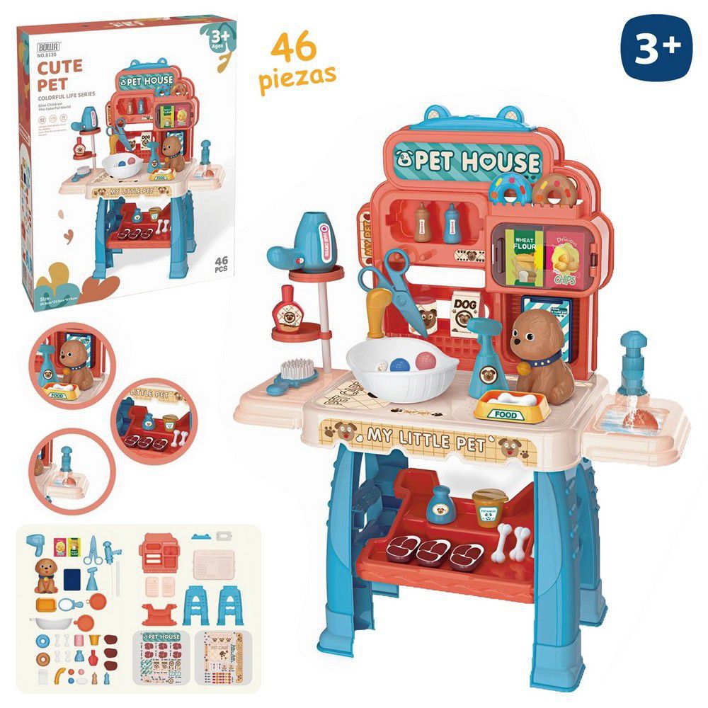 BANCO TRABAJO VETERINARIO 50,50 X 23,50 X 61 CM INCLUYE MASCOTA Y ACCESORIOS - CAJA LITROGRAFIADA 43X10X53 CM