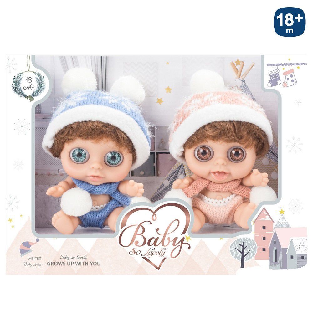 S/2 BEBÉ SO LOVELY 15 CM 100% VINILO -CAJA VENTANA 26X9X19 CM