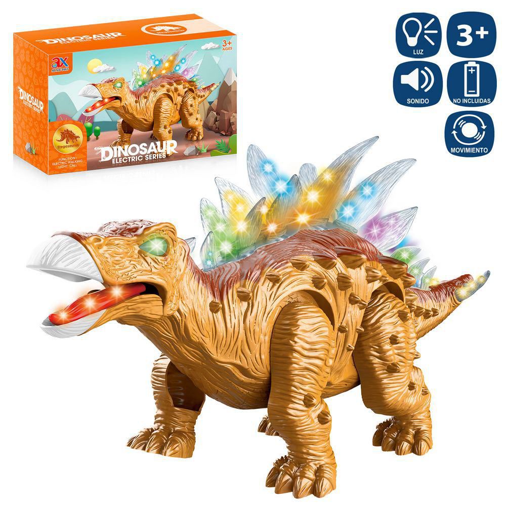 DINOS.ESTEGOSAURUS ANDA LUZ Y SONIDO 36 X 11 X 17 CM FUNCIONA CON PILAS 3XAA NO INCLUIDAS - CAJA LITOGRAFIADA 25X12X17 CM