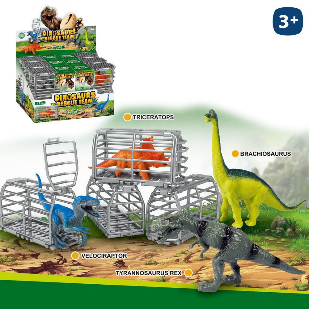 JAULA DINOSAURIOS 4/M 12 X 4 X 14,50 CM CAJA EXPOSITORA 12 UDS.