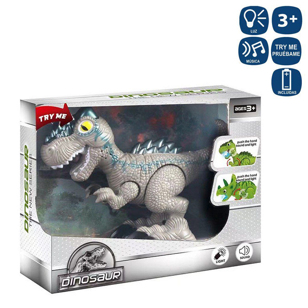 DINOSAURIO CON LUZ Y SONIDO 16 X 6 X 13 CM FUNCION TRY ME - FUNCIONA CON PILAS 3XAAA INCLUIDAS - CAJA ABIERTA 19X8X15 CM