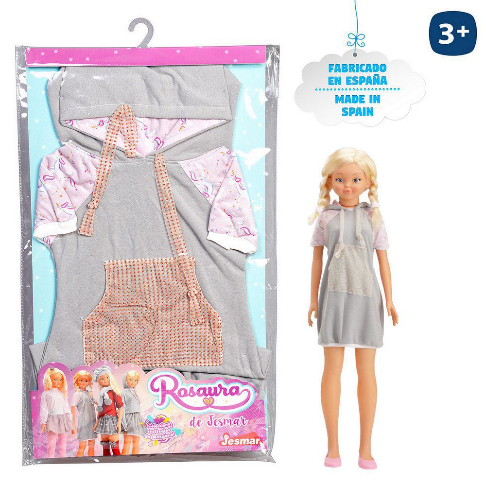 VESTIDO MUÑECA ROSAURA VESTIDO APTO MUÑECAS 105 CM- BOLSA CON PERCHA 32X52 CM