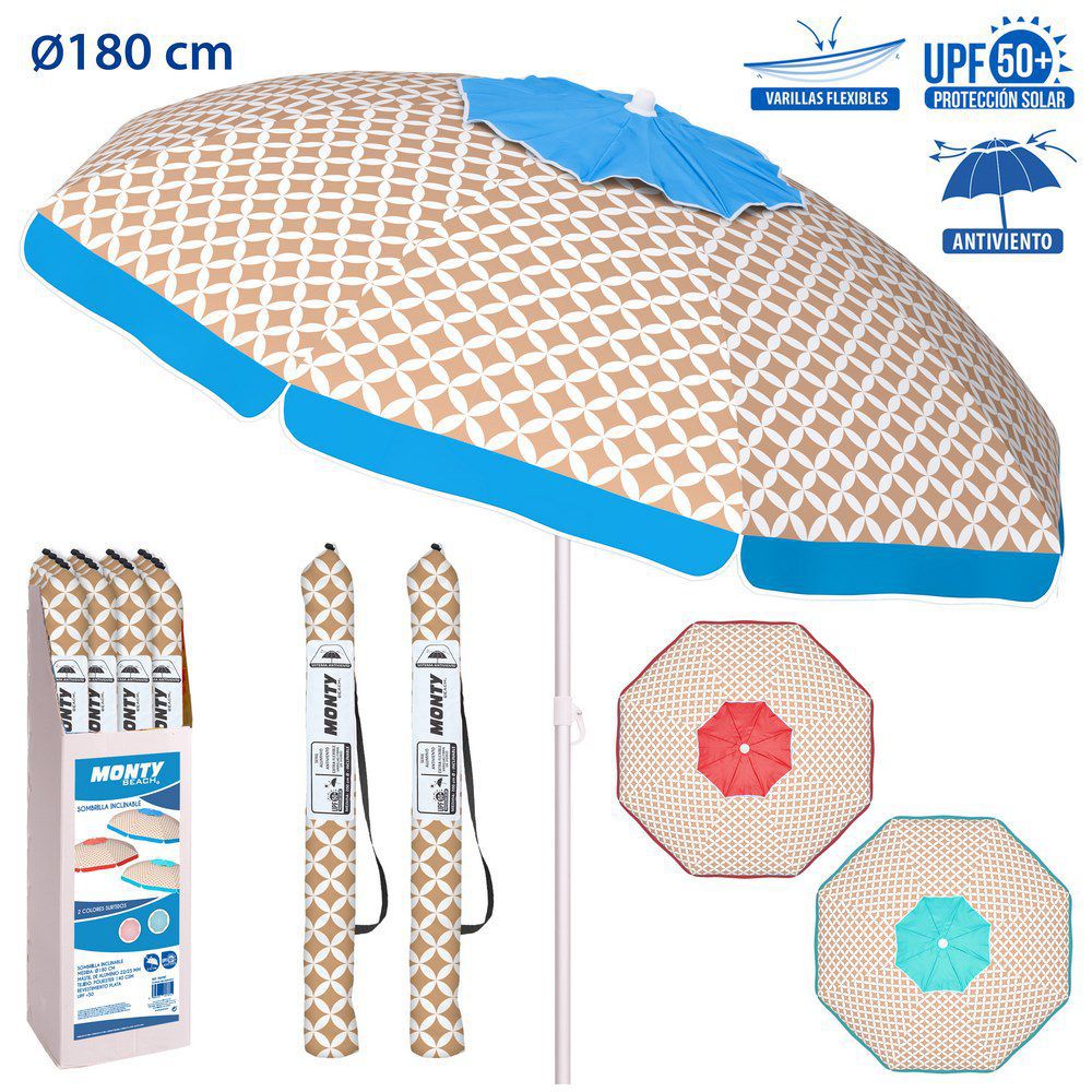 SOMBR.ANTIV.VARI.FIBRA VIDRIO MOSAIC 3/C 180 CM CAJA EXPOSITORA- VARILLAS FIBRA VIDRIO-REVESTIMIENTO PLATEADO PROTECCIÓN UPF +50 OXFORD 140 GSM - TUBO 22/25 ALUMINIO- INCLINAB