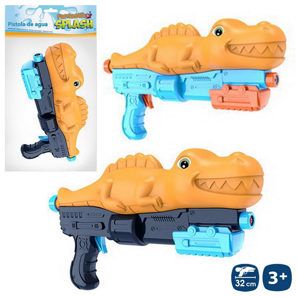PISTOLA AGUA DINO CEBADOR 2/C 32 X 8 X 19 CM PRESENTADO EN BOLSA PESTAÑA