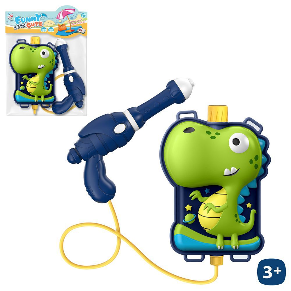 PISTOLA AGUA MOCHILA DINO 15 X 4,50 X 22 CM PRESENTADO EN BOLSA PESTAÑA