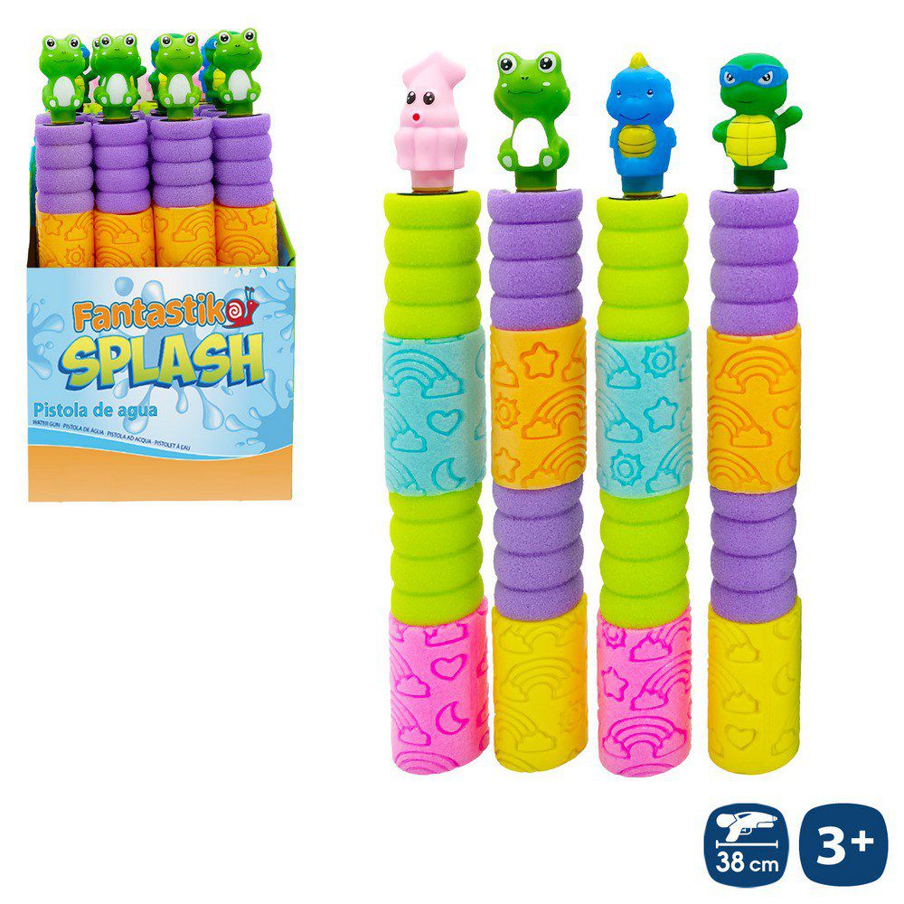 PISTOLA AGUA FOAM FANCY ANIMALES 4/C 38 X 5 X 5 CM CAJA EXPOSITORA 24 UDS