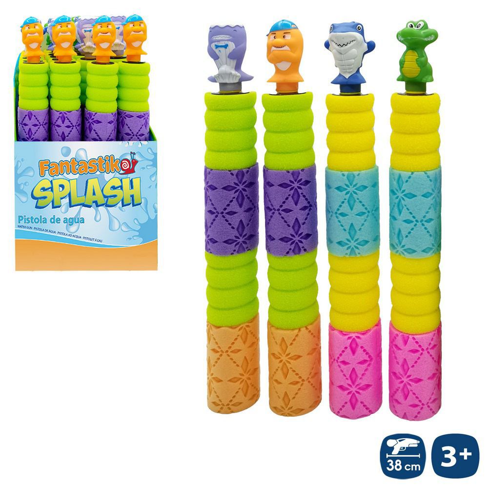 PISTOLA AGUA FOAM FANCY ANIMALES 4/C 38 X 5 X 5 CM CAJA EXPOSITORA 24 UDS