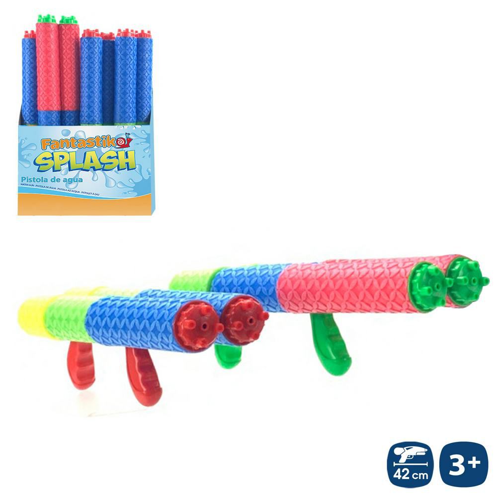 PISTOLA AGUA FOAM DOBLE TUBO M.DOBLE 2/C 42 X 5 X 5 CM CAJA EXPOSITORA 8 UDS