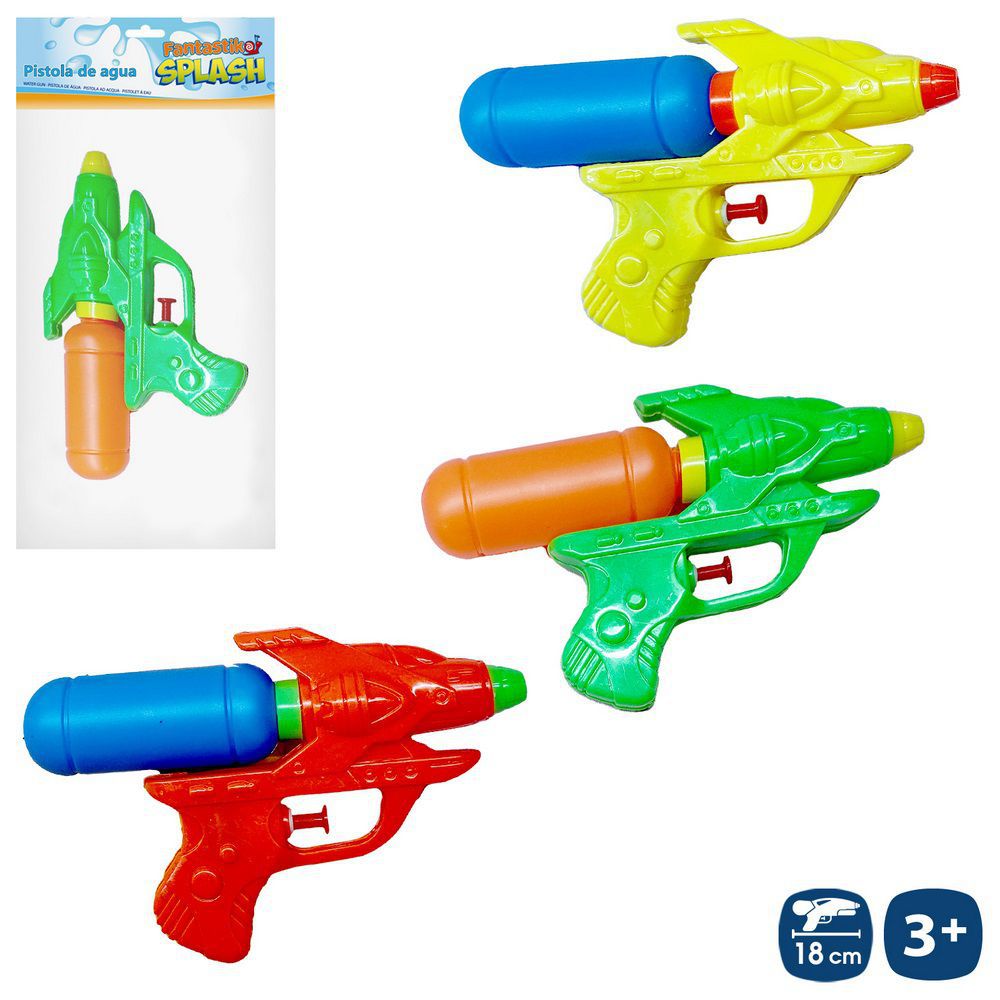 PISTOLA AGUA 3/C 18 CM BOLSA PESTAÑA 17X33 CM