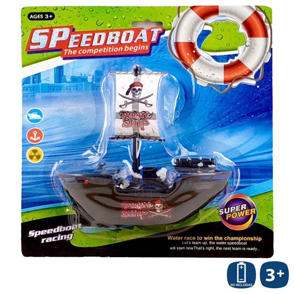 BARCO PIRATA ELÉCTRICO 17 X 7 X 16 CM FUNCIONA CON 2 PILAS AA NO INCLUIDAS BLISTER 25X26 CM