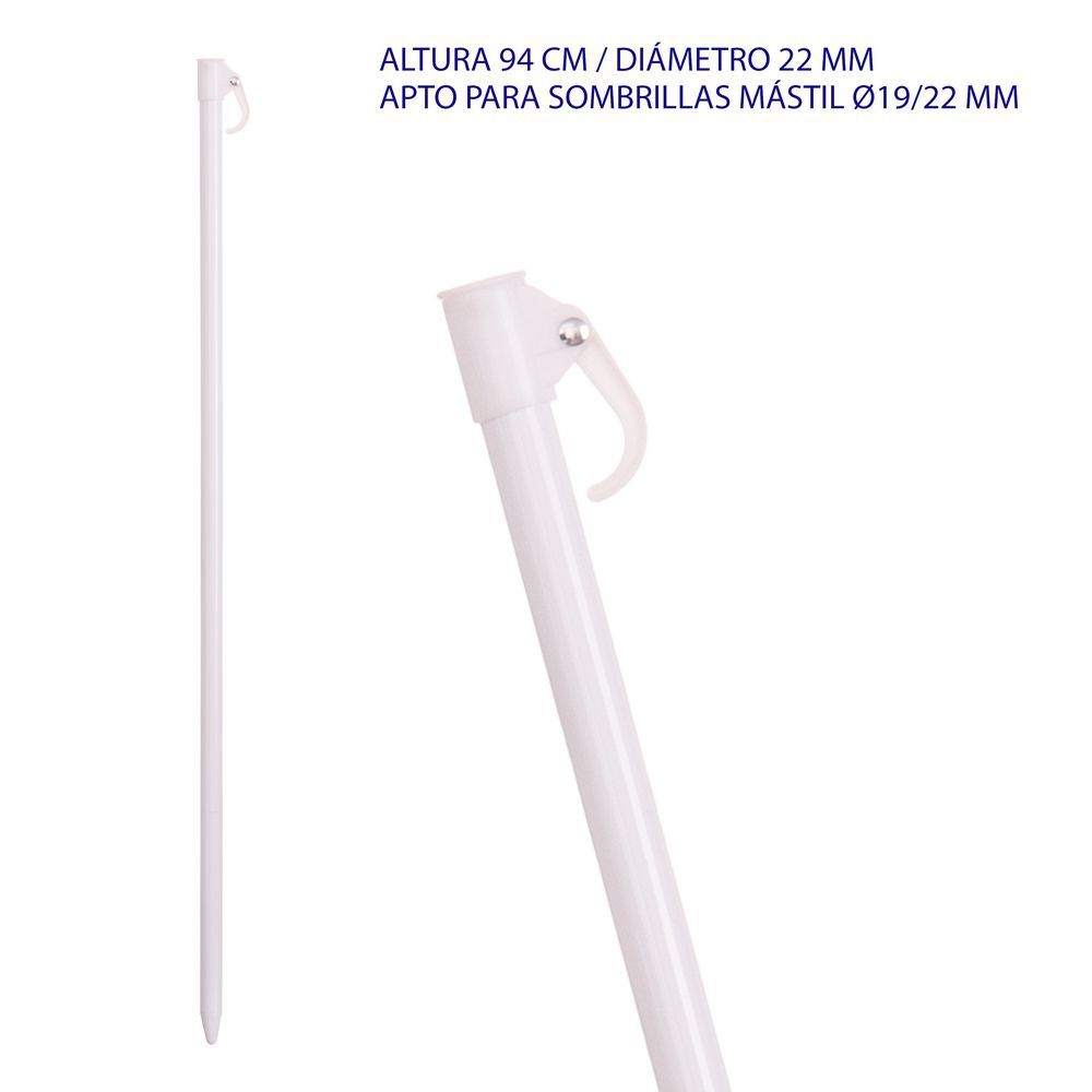 MÁSTIL SOMBRILLA ACERO BLANCO 94 X 2,20 CM APTO COMO REPUESTO SOMBRILLAS TUBOS 19/22 MM