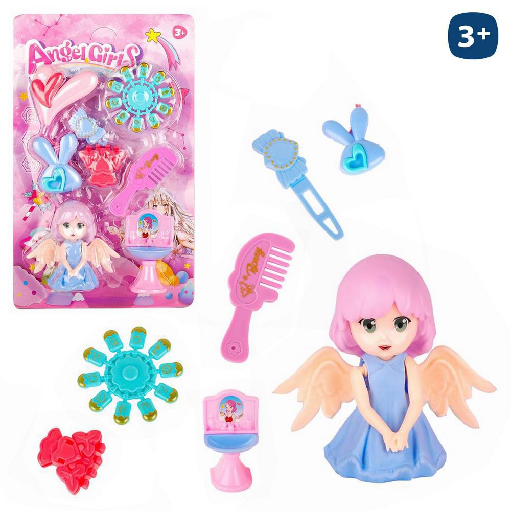 FIGURA MUÑECA ANGEL GIRL 8,50 CM CON ACCESORIOS BELLEZA- BLISTER 17X28 CM