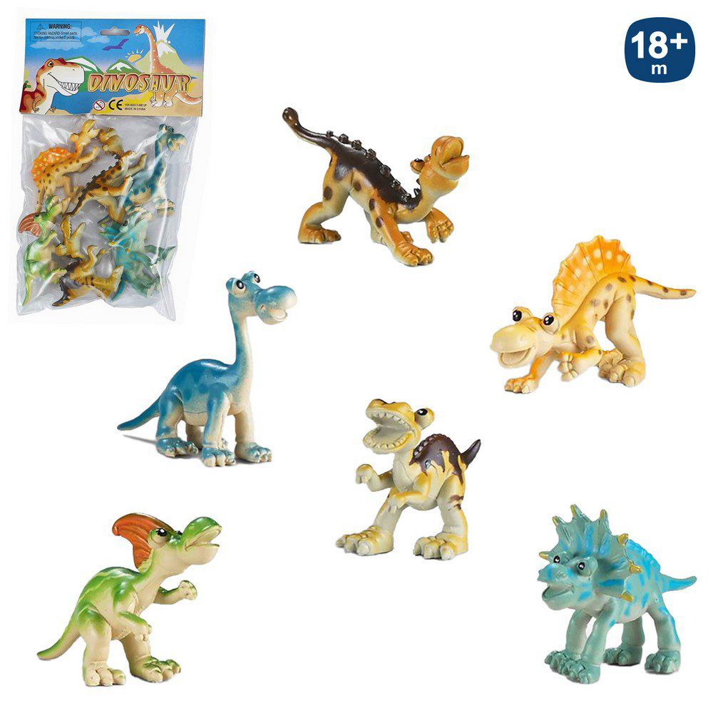 S/6 DINOSAURIO GROTESCO 11 X 5 X 6 CM PRESENTADO EN BOLSA PESTAÑA 17X26 CM
