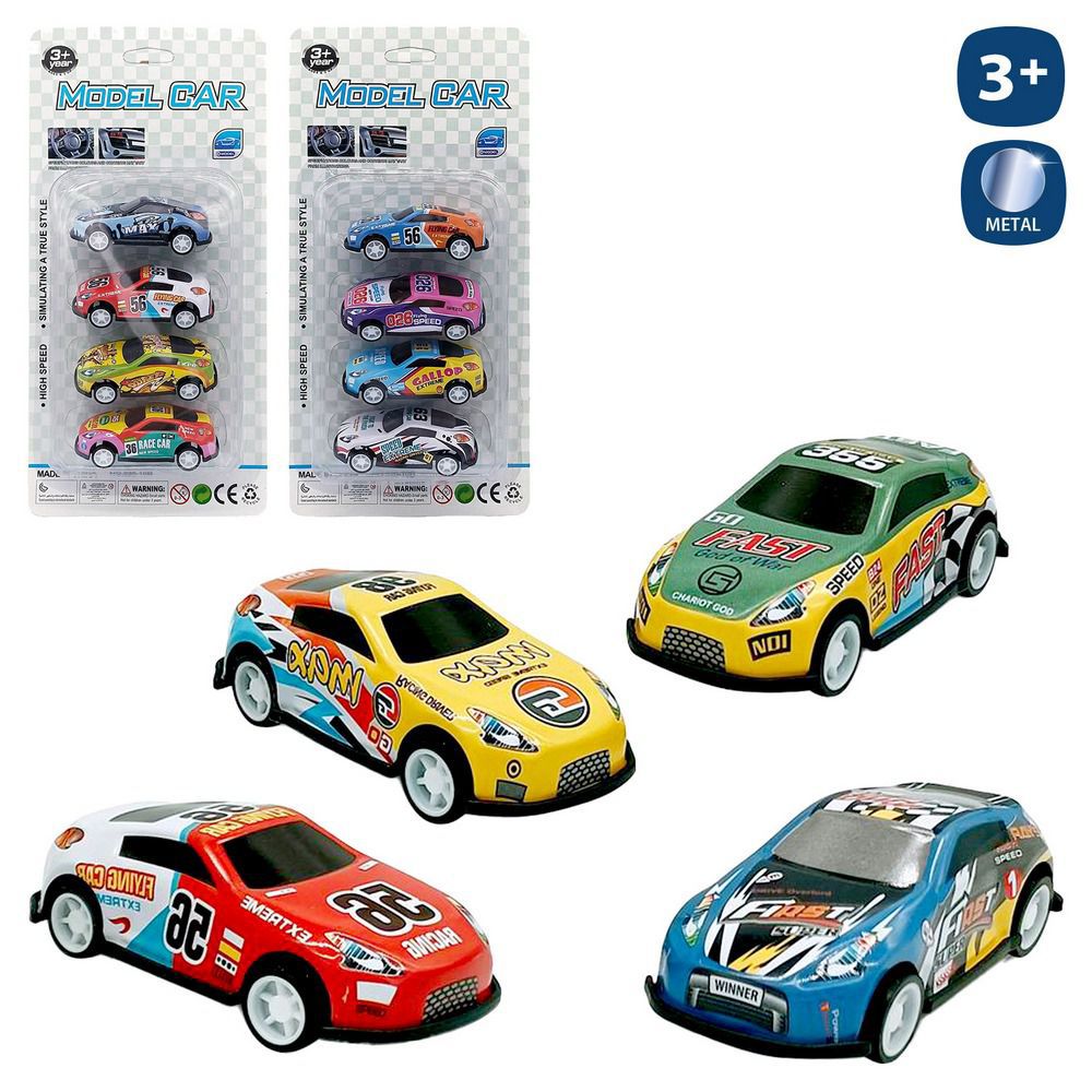 S/4 COCHE SPORT METAL 6,80 CM SURTIDO ALEATORIO- BLISTER 12X25 CM