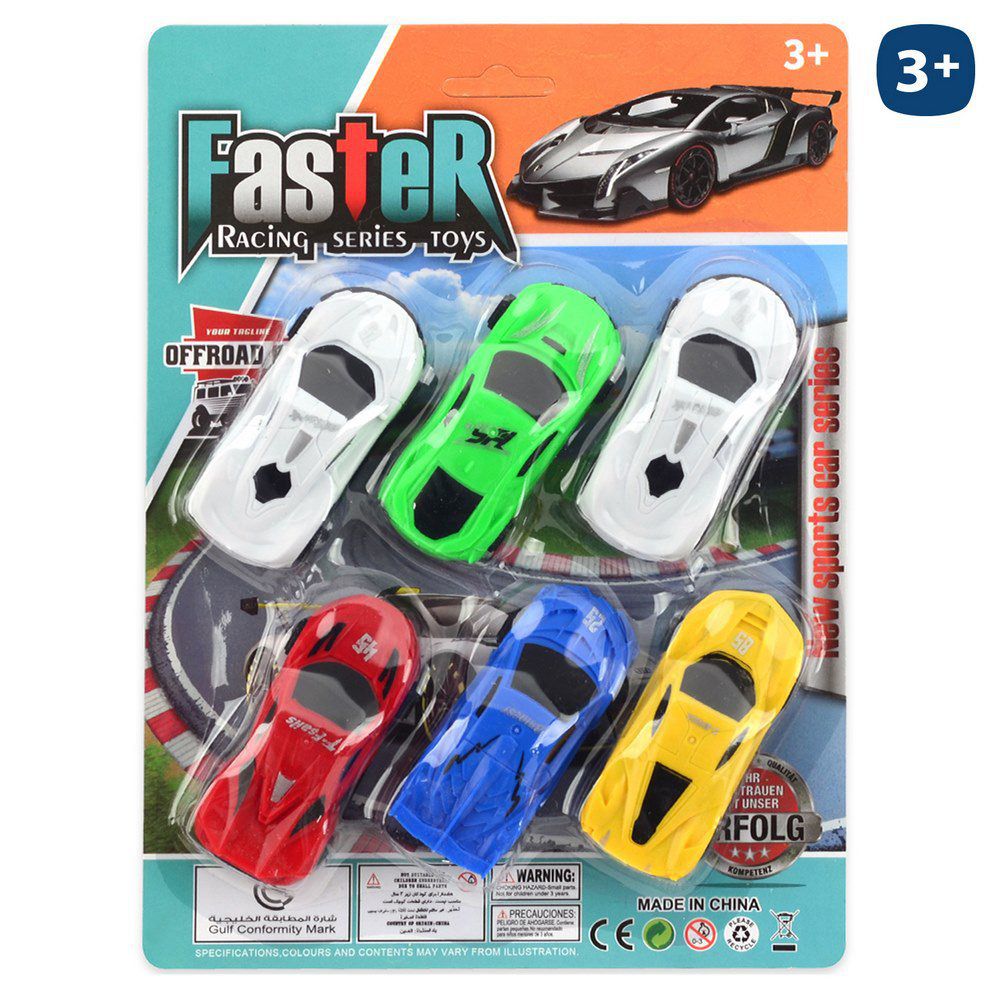 S/6 COCHE SPORT 8 CM BLISTER 19X25 CM