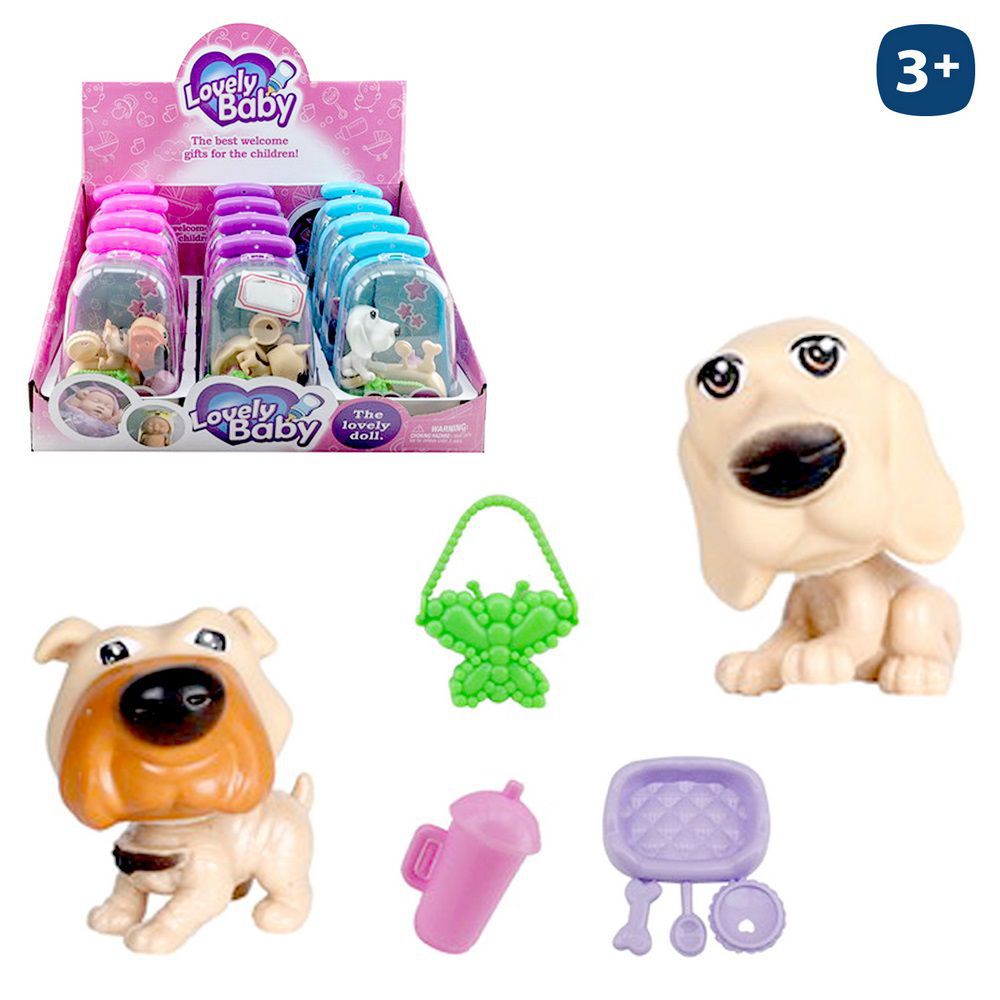 MALETÍN MASCOTA CON ACCESORIOS 2/M 9 CM CAJA EXPOSITORA 12 UDS