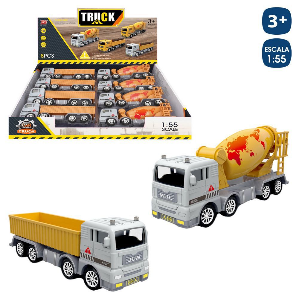 CAMIÓN OBRAS PÚBLICAS 2/M 16,50 CM ESCALA 1/55- CAJA EXPOSITORA 8 UDS
