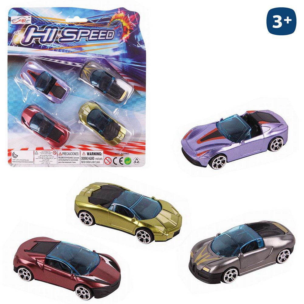 S/4 COCHE SPORT METALIZADO 7 X 3,50 X 2 CM BLISTER 19X21 CM