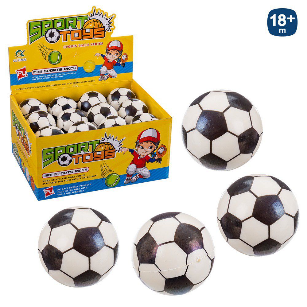 PELOTA FOAM FUTBOL 6,30 CM CAJA EXPOSITORA 24 UDS