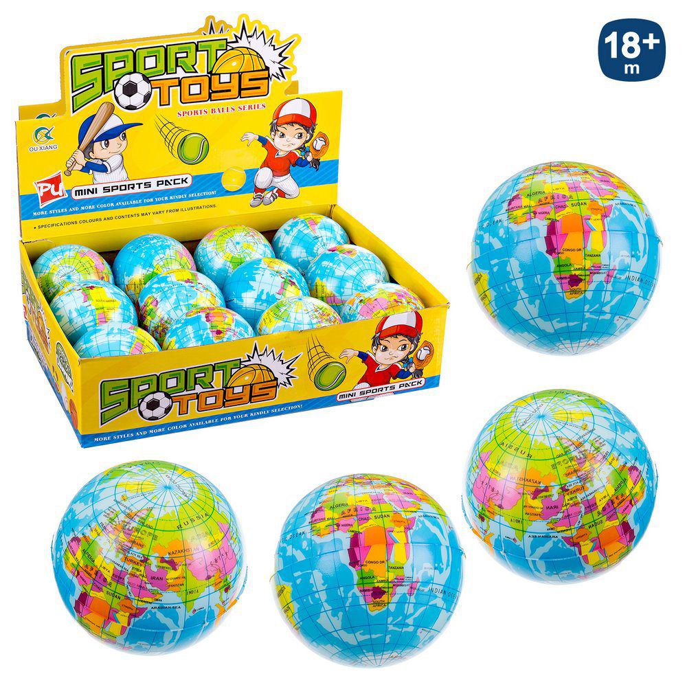 PELOTA FOAM BOLA DEL MUNDO 10 CM CJA EXPOSITORA 12 UDS