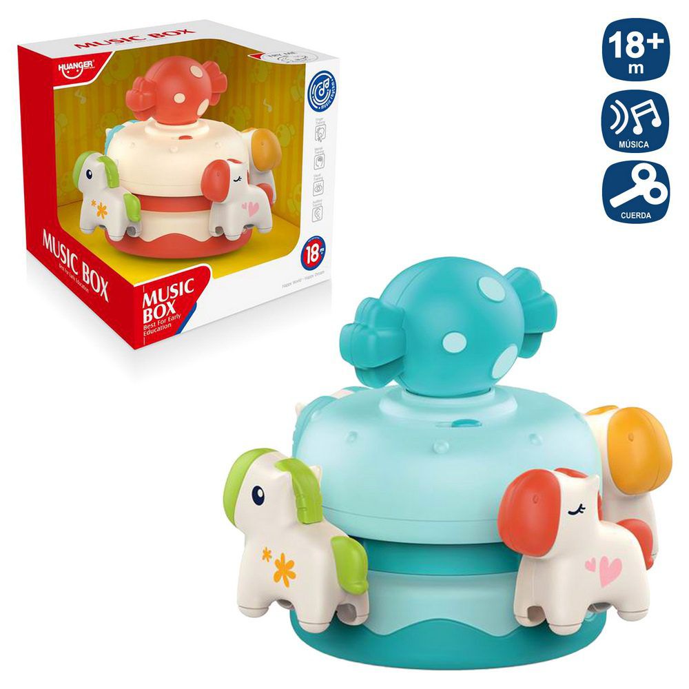 CARRUSEL ACTIVIDADES 2/C 16 X 16 X 13 CM CON MUSICA - FUNCIONAMIENTO A CUERDA- CAJA ABIERTA 18X18 CM