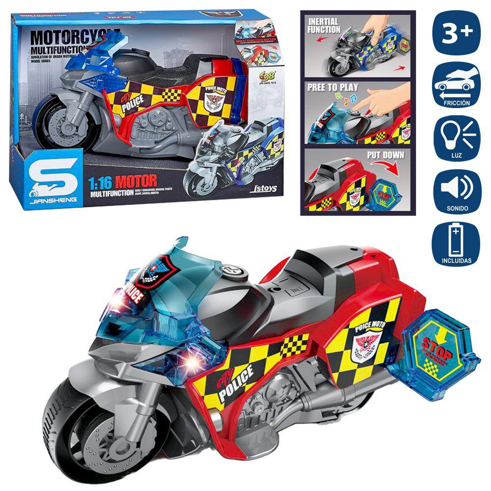 MOTO MEGAFRICCIÓN 2/C 25 X 12 X 15 CM CON LUZ Y SONIDO FUNCIÓN TRY ME - FUNCIONA CON PILAS 3XAG 13 INCLUIDAS- CAJA ABIERTA 30X20 CM
