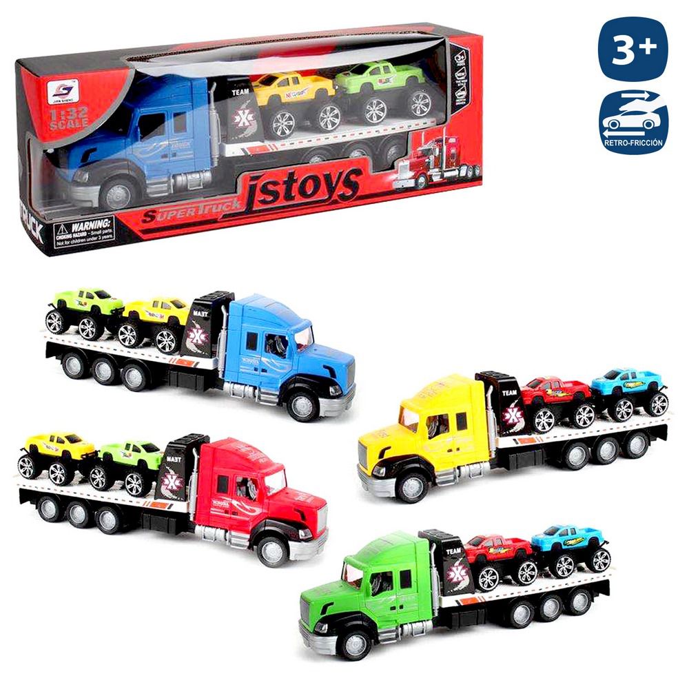 CAMIÓN REMOLQUE 4/C 38 CM INCLUYE 2 COCHES- CAJA VENTANA 41X15 CM