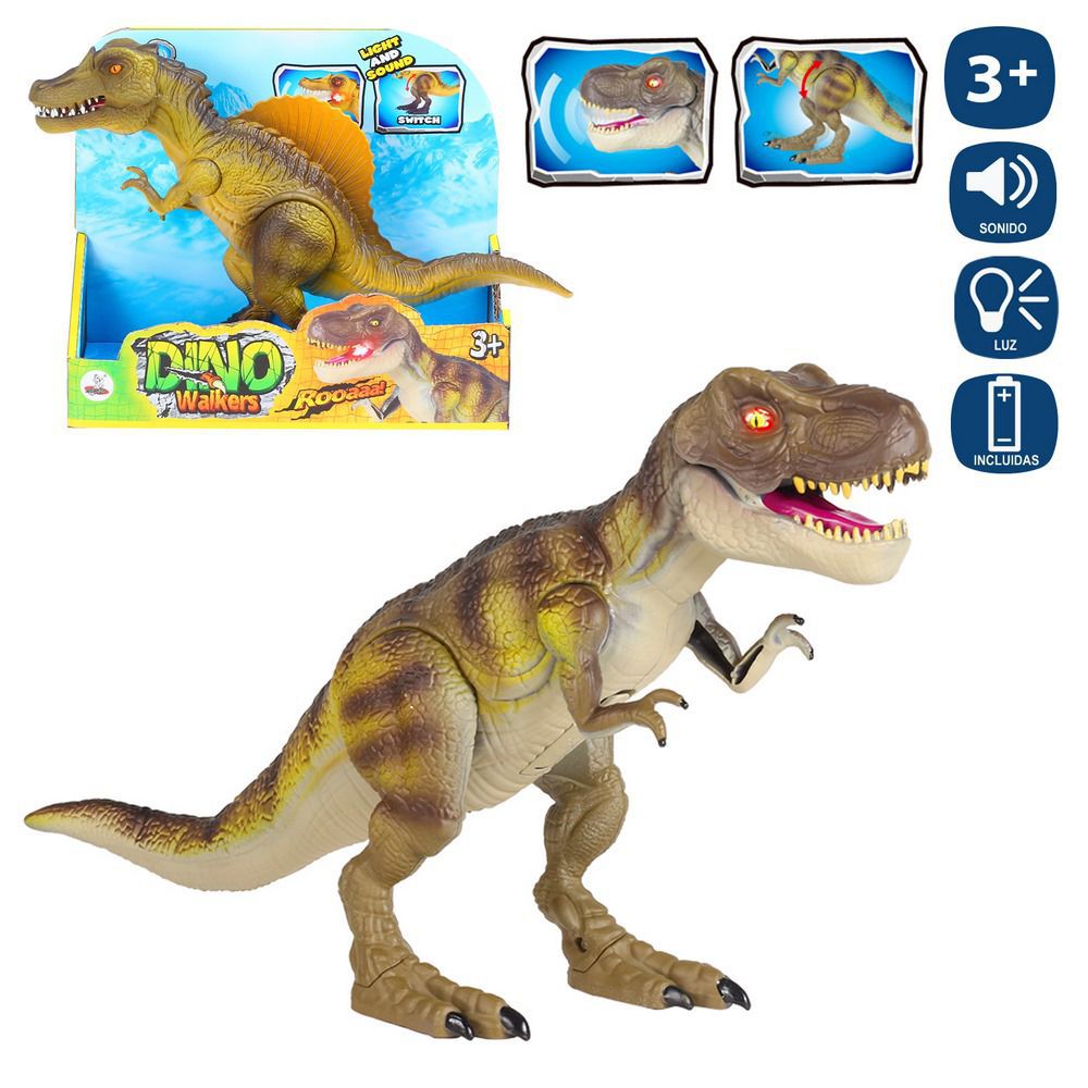 DINOSAURIO LUZ Y SONIDO 2/M 35 CM ARTICULADO CON MOVIMIENTO -FUNCIONA CON PILAS 3XAG13 INCLUIDAS, CAJA ABIERTA 26X22CM