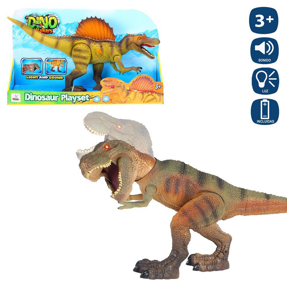 DINOSAURIO LUZ Y SONIDO 2/M 47 CM ARTICULADO CON MOVIMIENTO -FUNCIONA CON PILAS 3XAG13 INCLUIDAS, CAJA ABIERTA 47X28 CM