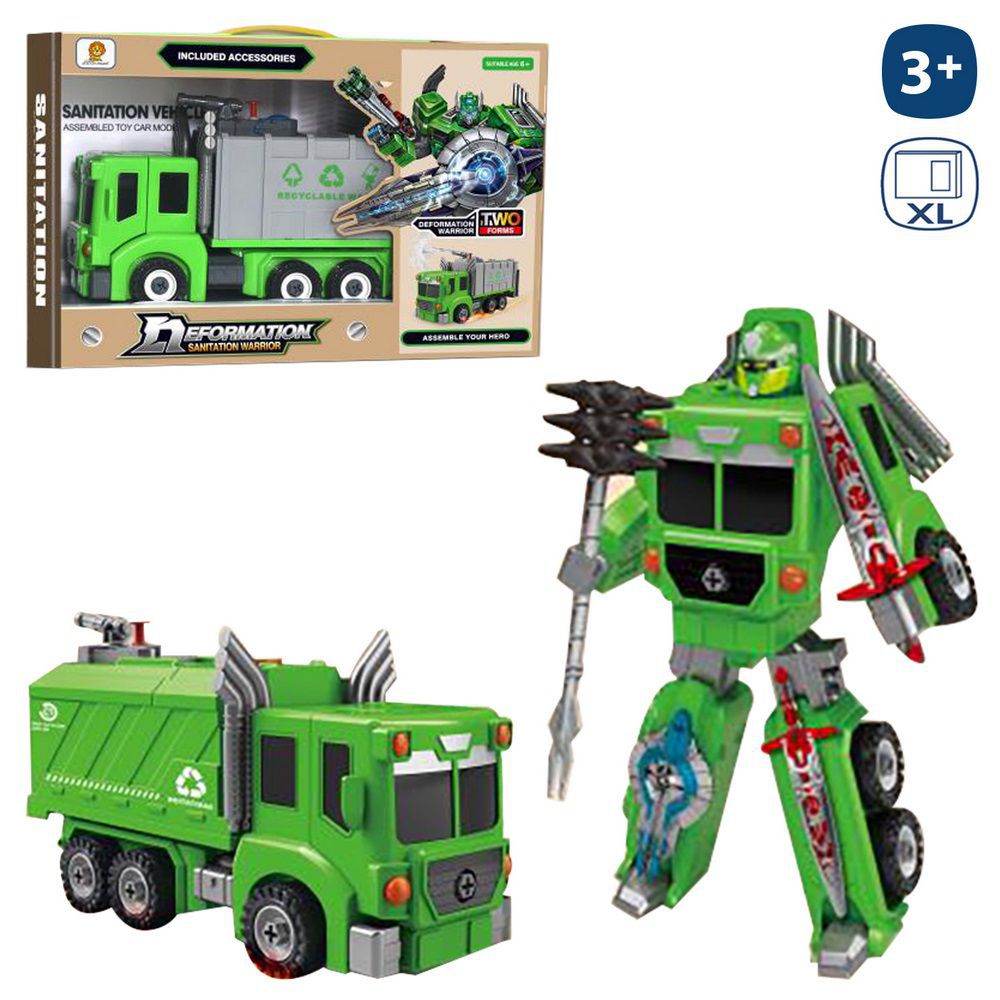 ROBOT TRANSFORMABLE CAMIÓN RECICLAJE 2/M 39,50 X 14 X 25 CM CAJA ABIERTA 40X25 CM