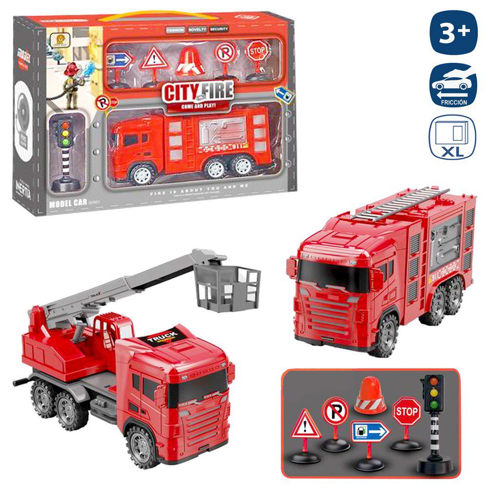 CAMIÓN BOMBEROS CON ACCESORIOS 2/M 23 X 8,40 X 11 CM CAJA VENTANA 39X27 CM