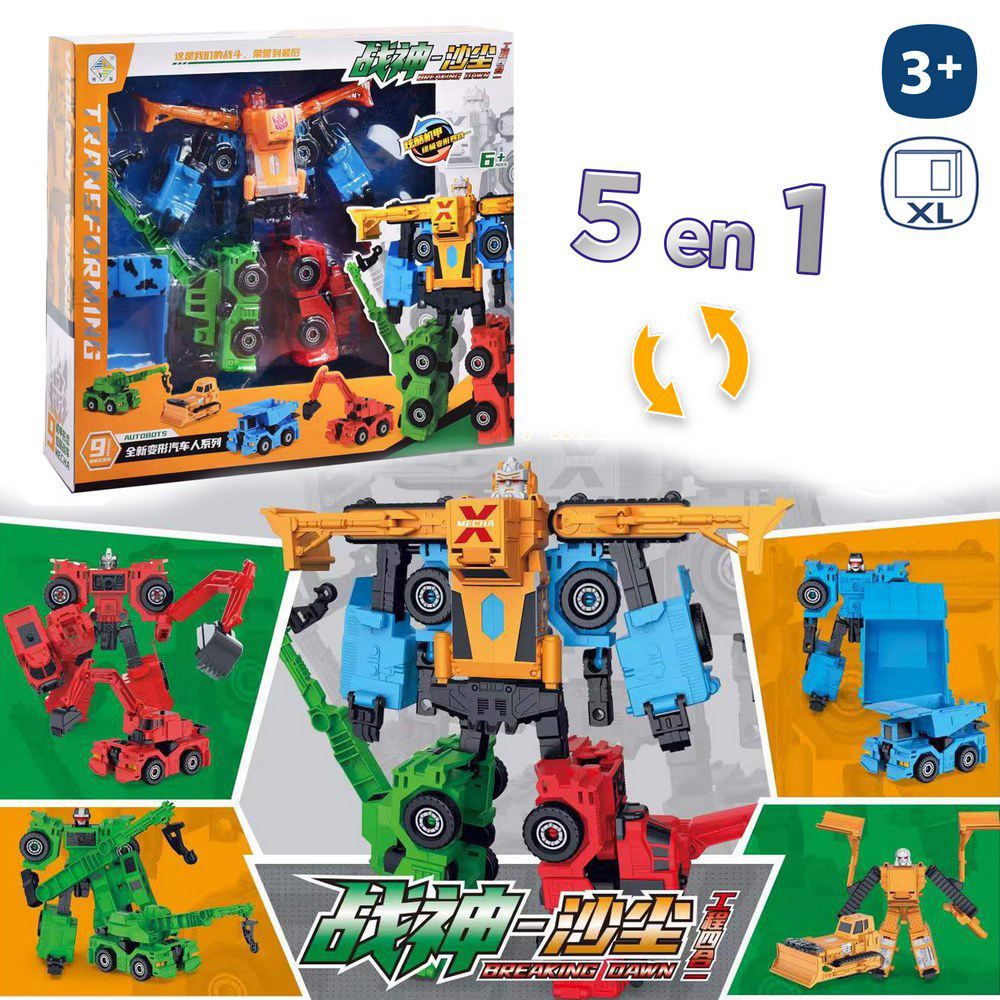ROBOT TRANSFORMABLE 5 EN 1 26 X 27 CM CAJA VENTANA 44X40 CM