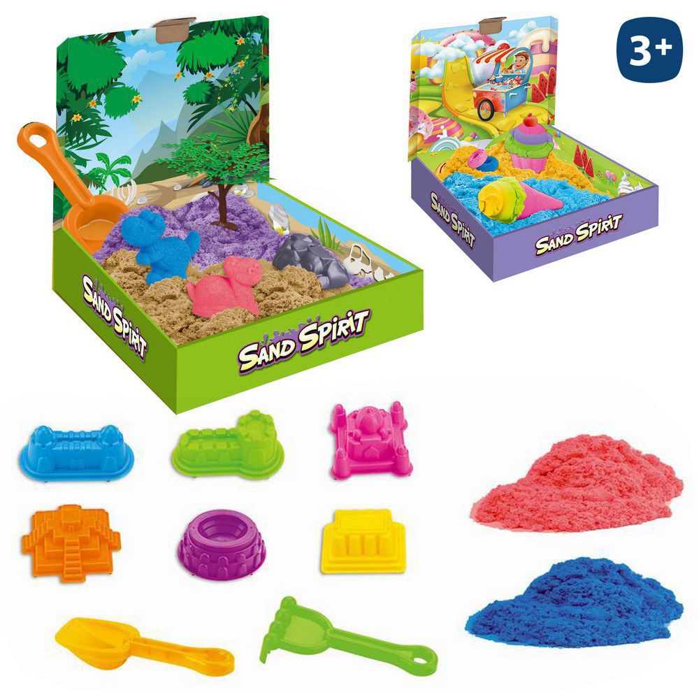 ARENA MÁGICA 600 GRS 4/M 12 ACCESORIOS- CAJA IMPRESA 28X30 CM