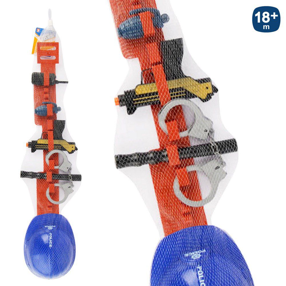 S/6 CONJUNTO POLICÍA CON CASCO 85 CM CINTURON POLICIA
