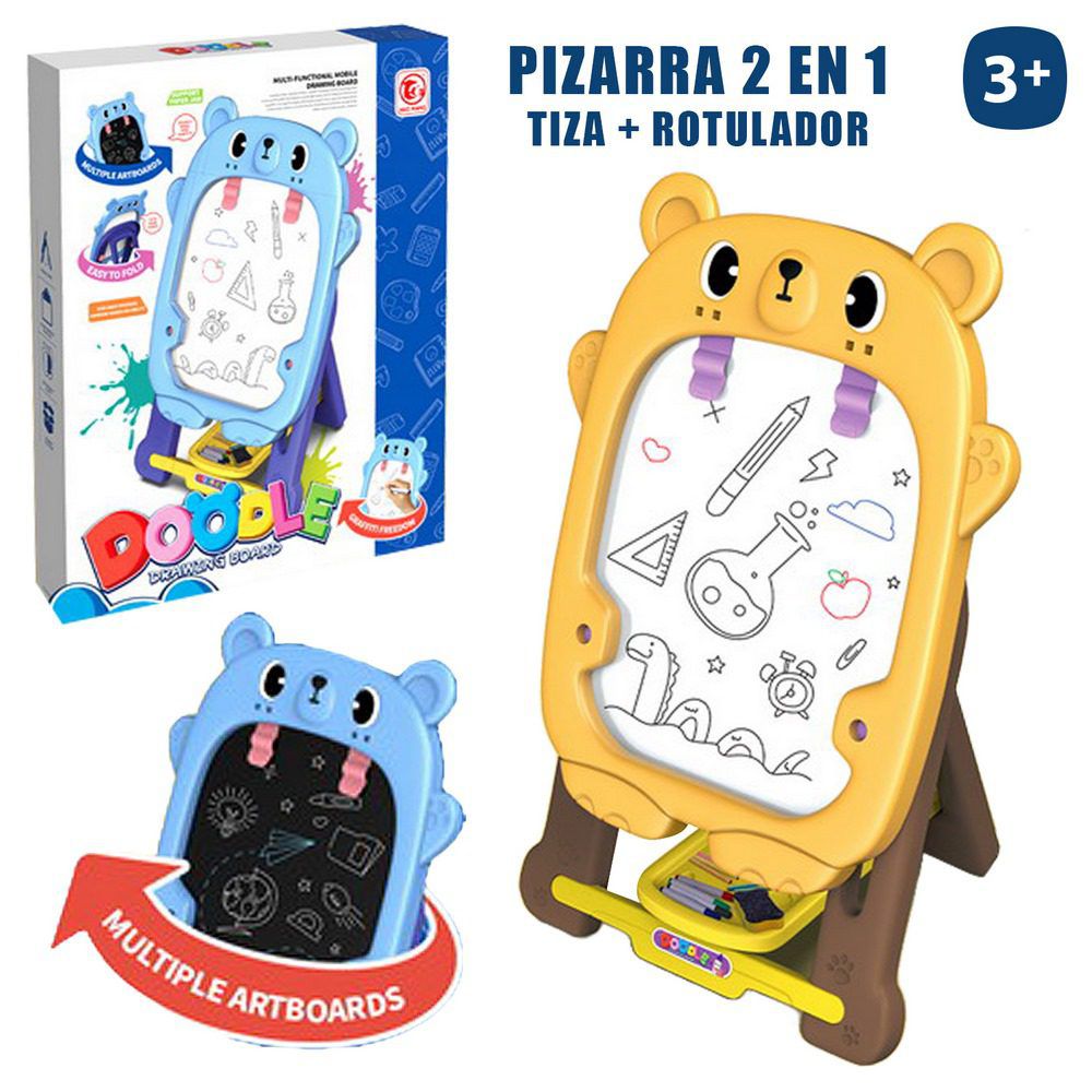 PIZARRA 2 EN 1 38 X 29 X 60 CM PIZARRA TIZA/ ROTULADOR- CAJA IMPRESA 38X48 CM