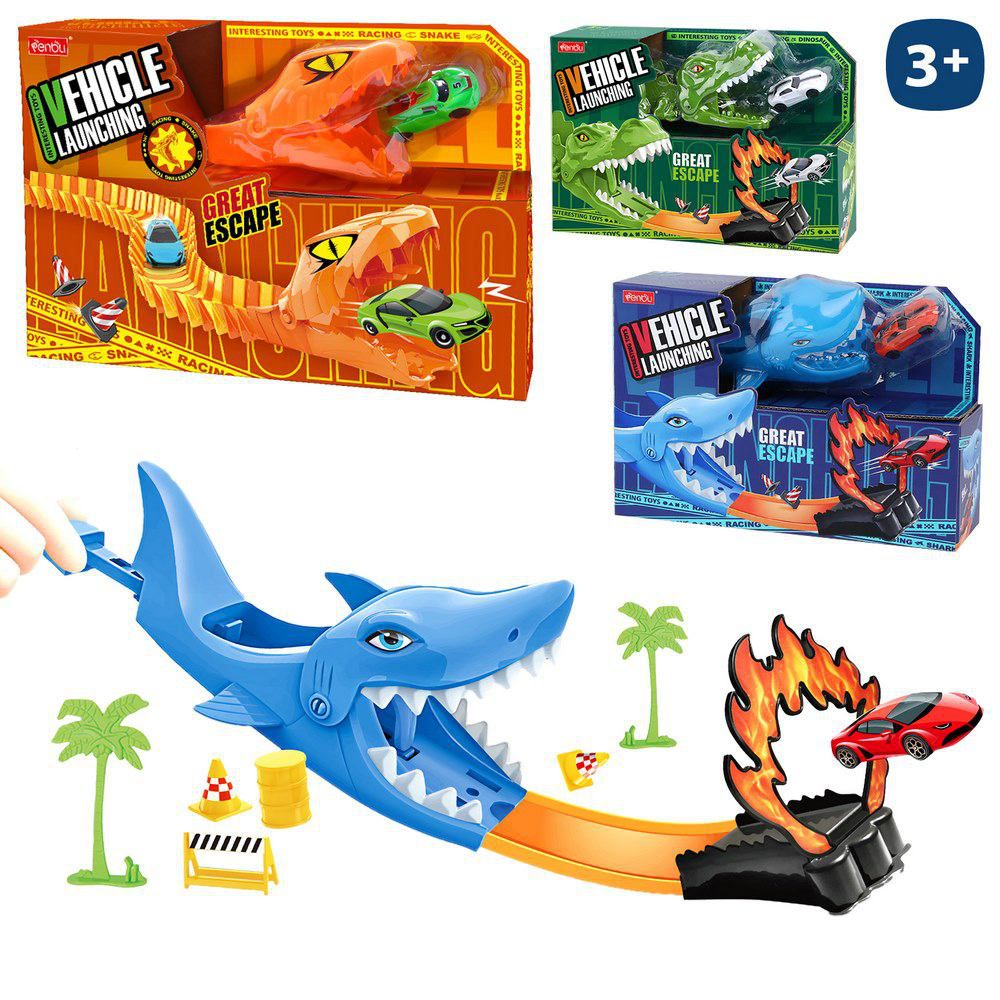 PISTA LOOPING 3/M PISTA SENCILLA ANIMALES CON LANZADOR+ 1 COCHE CAJA VENTANA 31X20