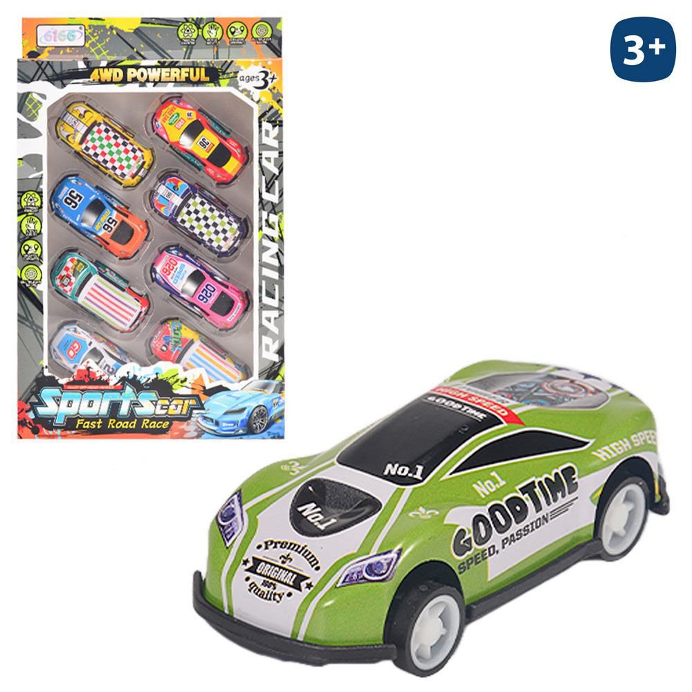 S/8 COCHE PARKING DECORADO METAL 6 CM CAJA VENTANA 17X27 CM