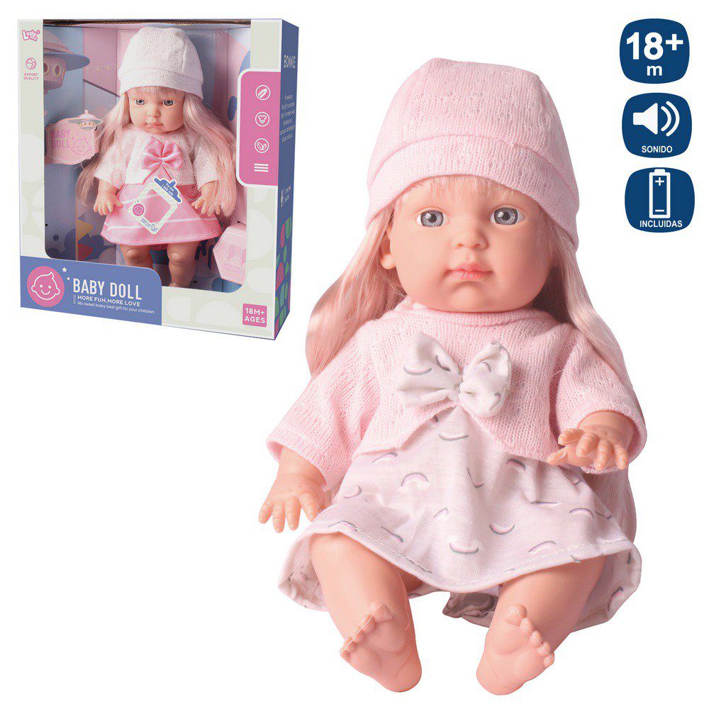 MUÑECA TRAJE PUNTO 12 SONIDOS 2/C 30 CM FUNCIÓN PRUEBAME -FUNCIONA CON PILAS 3AG13 INCLUIDAS- CAJA VENTANA28X31 CM