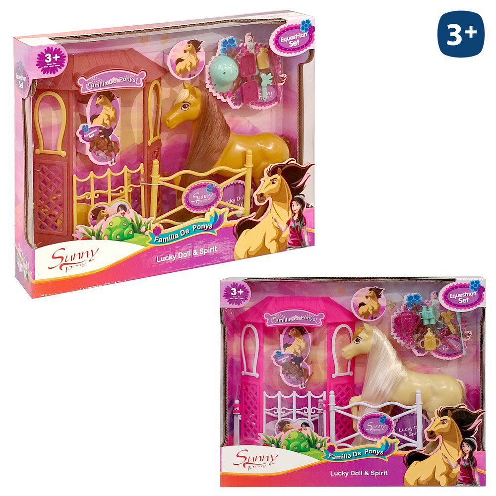 CABALLO CON ESTABLO SUNNY PONI 2/C 21 X 23 CM CAJA VENTANA 41X33 CM