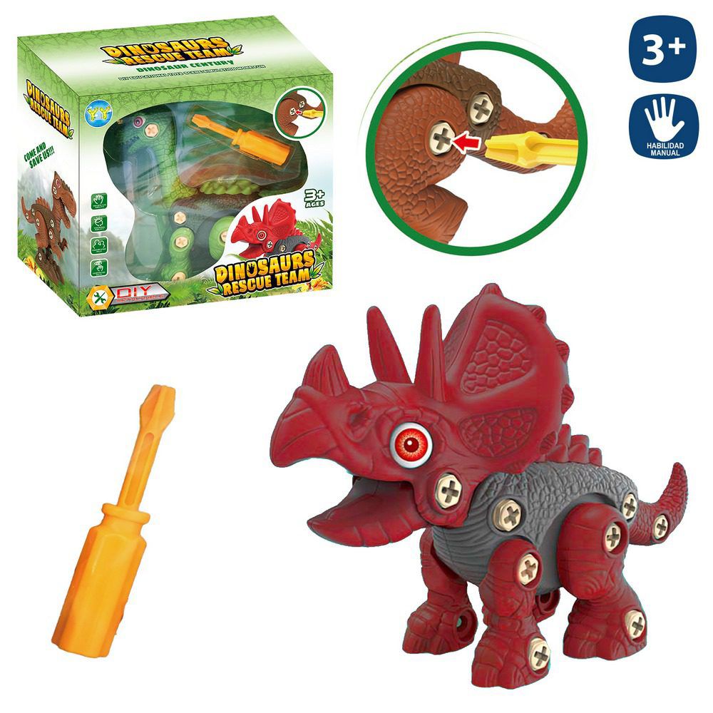 DINOSAURIO DESMONTABLE 3/M 21 CM INCLUYE DESTORNILLADOR - CAJA VENTANA 21X18 CM