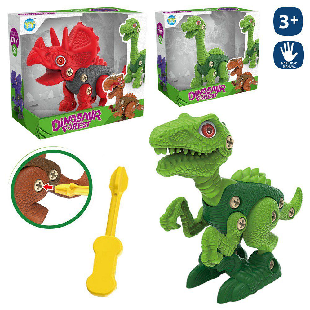 DINOSAURIO DESMONTABLE 3/M 21 CM INCLUYE DESTORNILLADOR - CAJA ABIERTA 22X19 CM