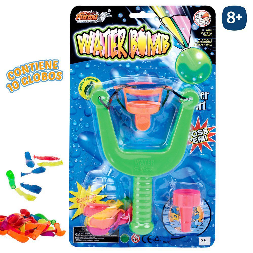 S/10 GLOBOS DE AGUA CON TIRACHINAS 2/C 12 X 18 CM BLISTER 17X29 CM.