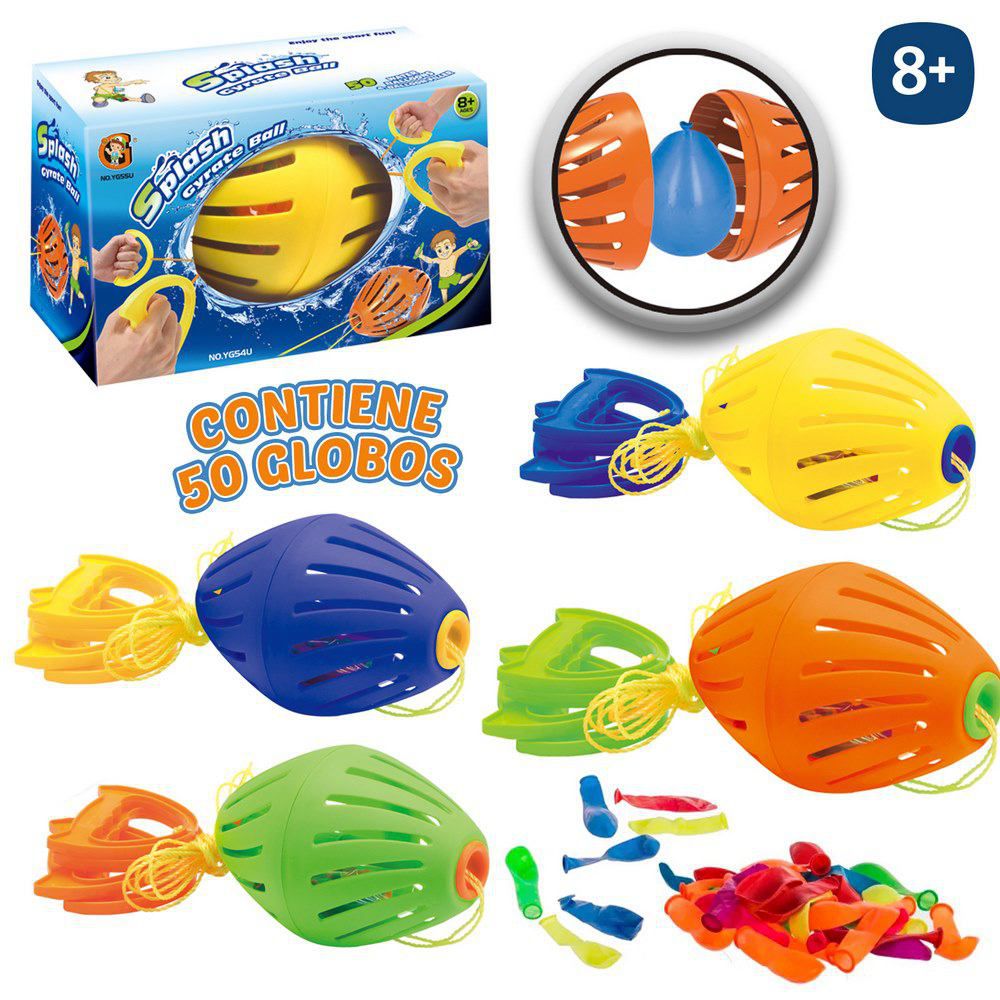 S/50 PELOTA CON CUERDA CON GLOBOS 2/C 20 CM INCLUYE 50 GLOBOS CAJA ABIERTA 21X13 CM.