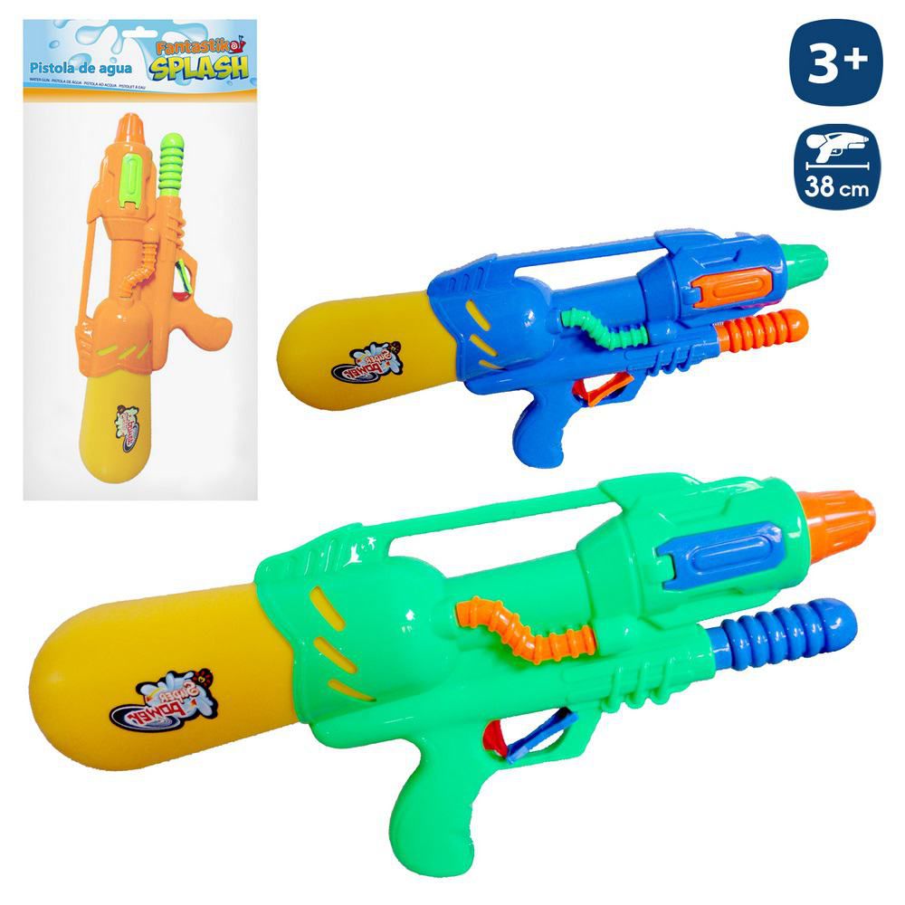 PISTOLA AGUA CON CEBADOR 2/C 38 CM BOLSA CON PESTAÑA
