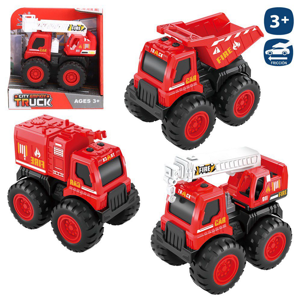 CAMIÓN MEGAFRICCIÓN BOMBERO 4/M 10 CM CAJA ABIERTA 11X7X10 CMS.