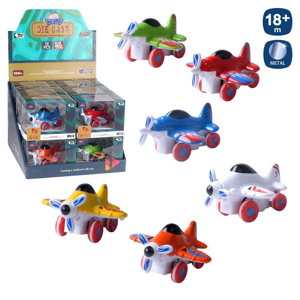 AVIÓN GROTESCO METAL 4/C 10 CM AVION METAL 4C. CAJA VENTANA 13X10 CM.