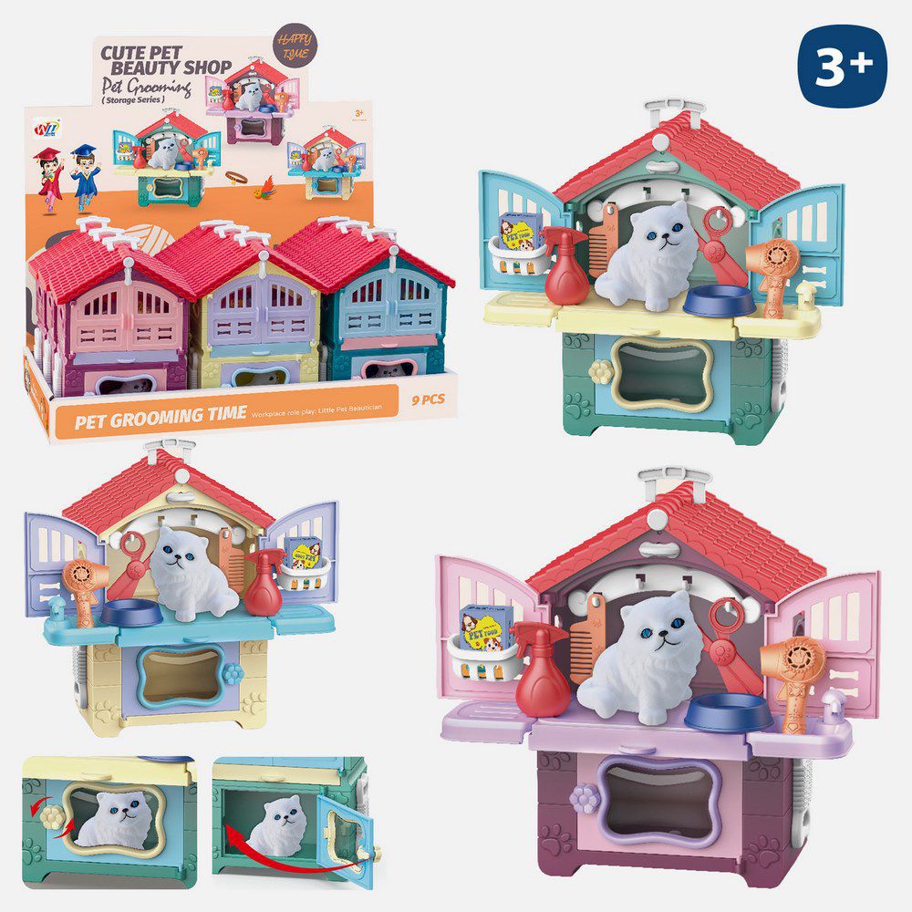 CASA CON MASCOTAS CON ACCESORIOS 3/C 12 X 16 CM CAJA EXPOSITORA 9 UDS